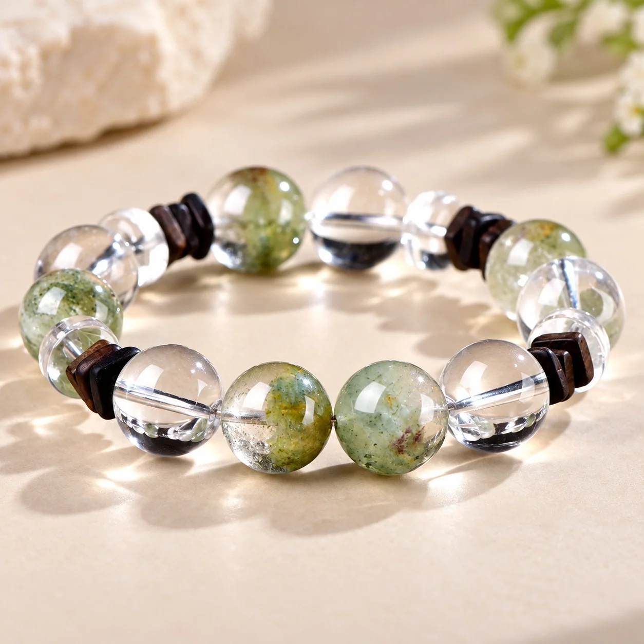 Original Design Bracelet Spring Mountain View Theme Clear Quartz Clear White Single Piece