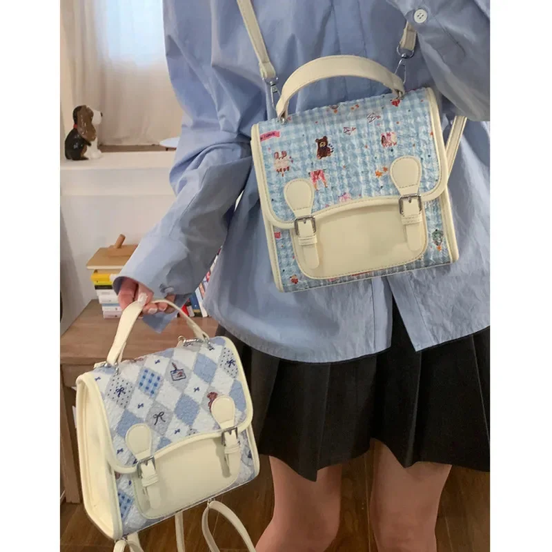 Women's Handbags Bow Bear Backpacks Girl Y2K PU Korea Back To School Student Cartoon High Capacity Commute Durable Backpacks New