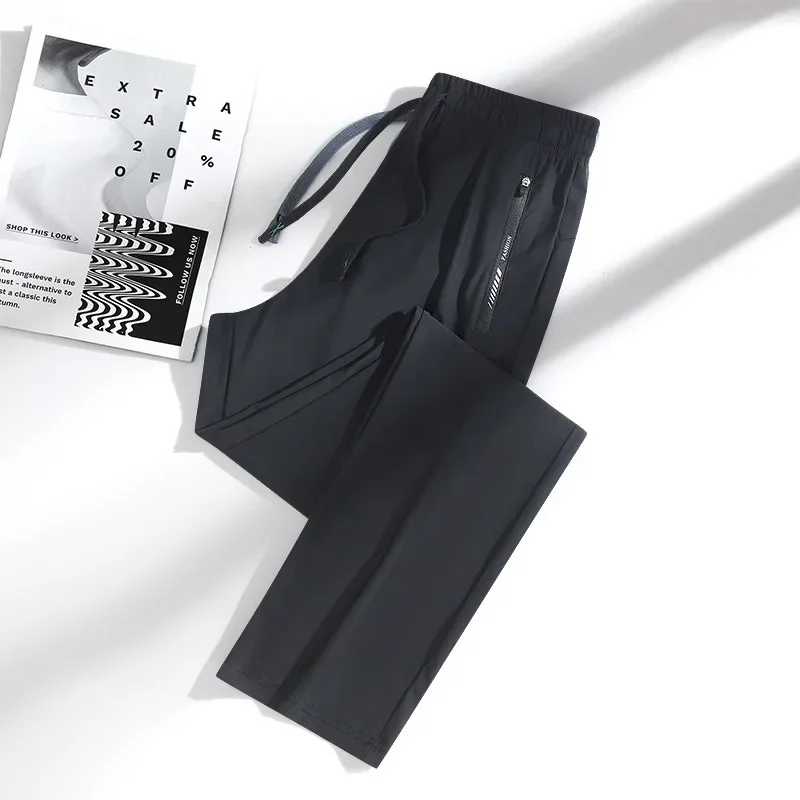 2026 الصيف الحرير الجليد الحماية من الشمس السراويل نمط جديد الرياضة عادية فضفاض تنفس مستقيم الساق سريعة الجافة السراويل #6