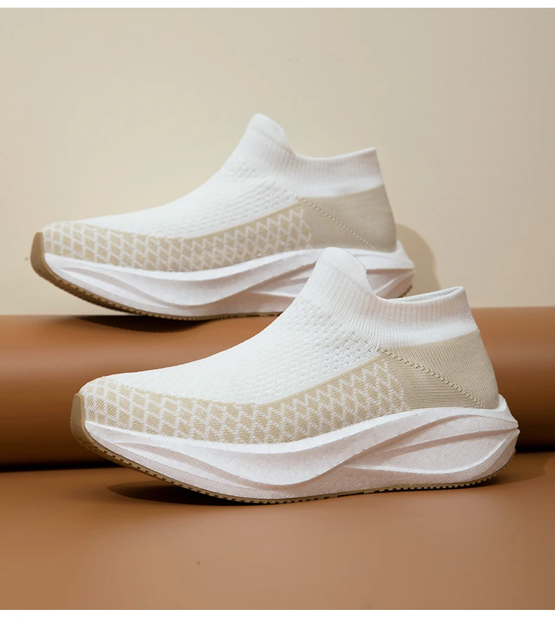 Unisex Real Boost Sneaker mit dicker Sohle, Stretch-Strick, atmungsaktiv, Übergrößen, stoßdämpfend, Sportschuhe, Laufschuhe für Damen und Herren – Detail 16