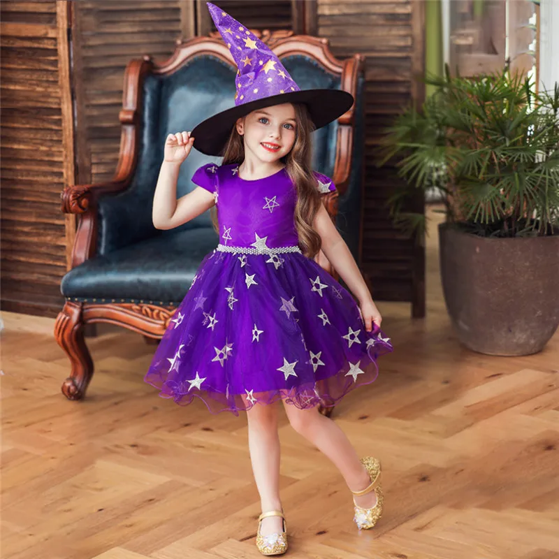 

Children's Performance Costume Witch Princ Dr loween Outfit with Hat Cosplay Fem Child Skirt Stage Performance Cl...