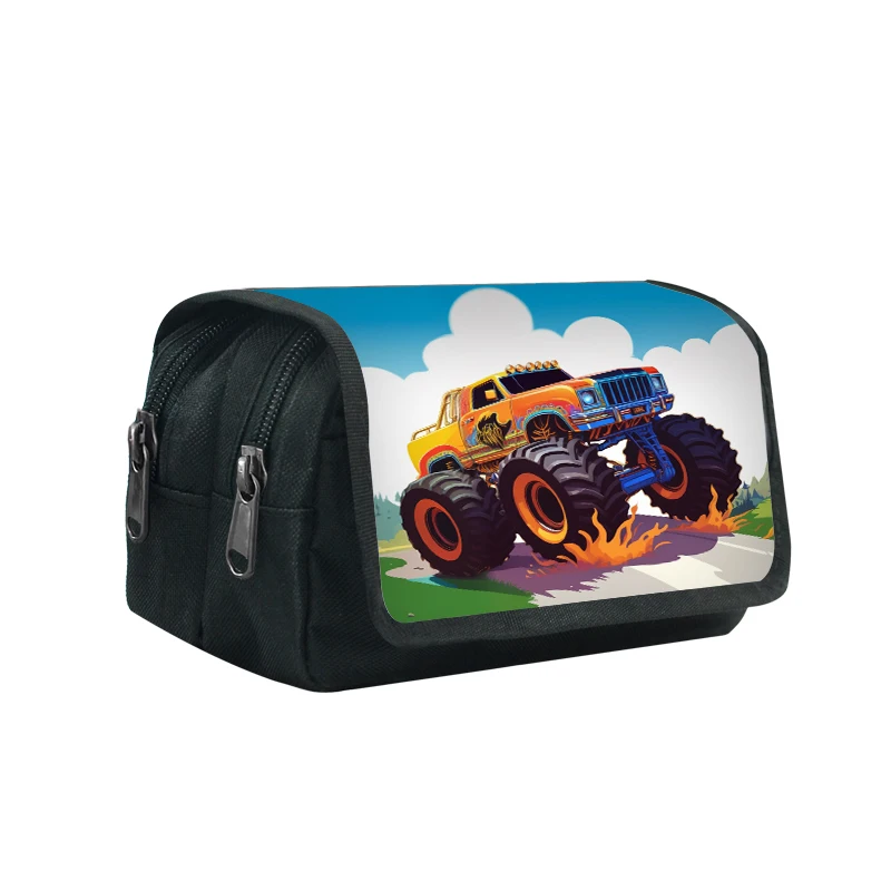 Cool Cartoon Truck Pattern Cosmetic Bag Truck Boy Pencil Bag Kids School stazionaria Bags Brush Holder Pencil Box