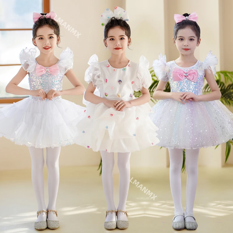 

Children's fluffy skirt performance costume, gauze skirt, sequin princess skirt, dance performance costume