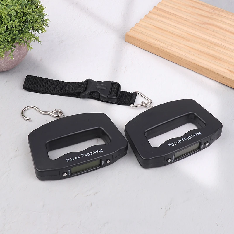 ميزان أمتعة السفر الرقمي 50 كجم، ميزان معلق إلكتروني محمول باليد، ميزان توصيل سريع مع خطاف