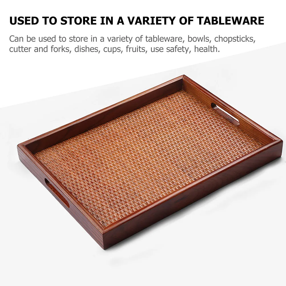 Wood Tea Tray Bamboo Rectangular Snack Food Serving Tray for Household Office Hotel Bar Fruit Storage Party Fruit Holder