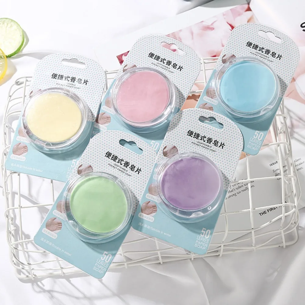 

Mini Round Shape Paper Soap Boxed Soap Scented Slice Disposable Soap Flakes Hand-washing Fragrant Cleaning Soaps Kids