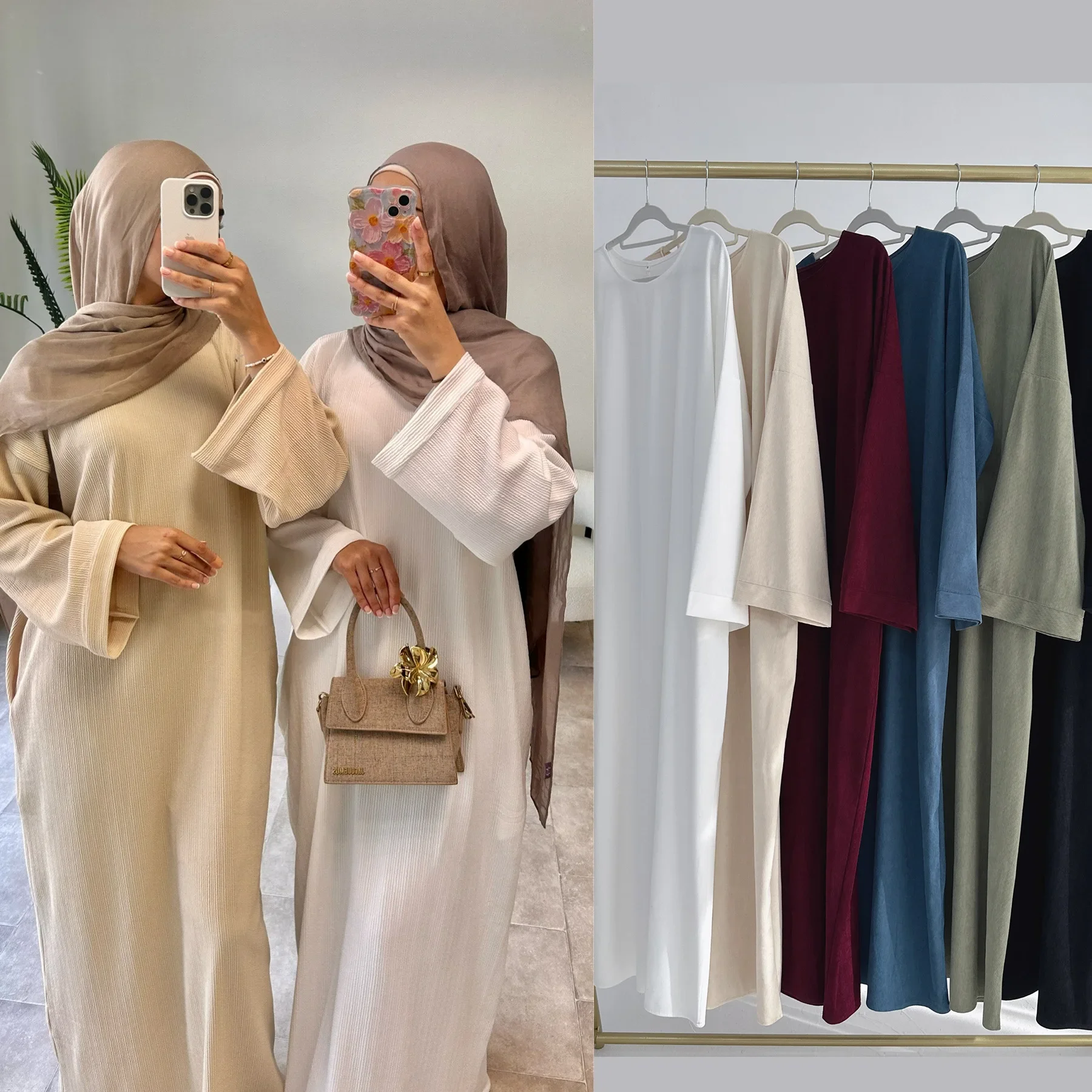 Warm Arabic Corduroy Abaya Dress for Women Ramadan Dubai Women Modest Muslim Coat Winter Islam Clothing New Turkey Solid Robe