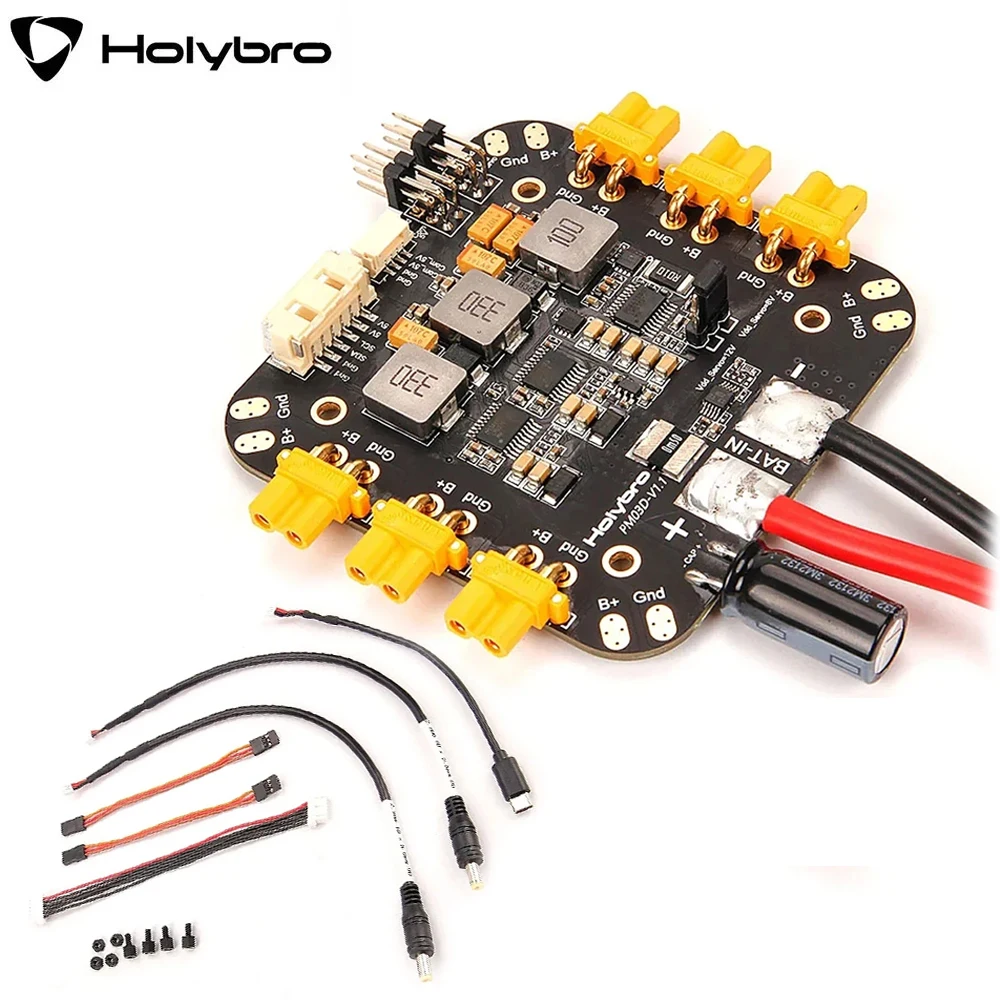 

Модуль питания Holybro PM03D I2C — монитор мощности с поддержкой разъемов XT30 и XT60, идеально подходит для контроллеров полета RC FPV Drone