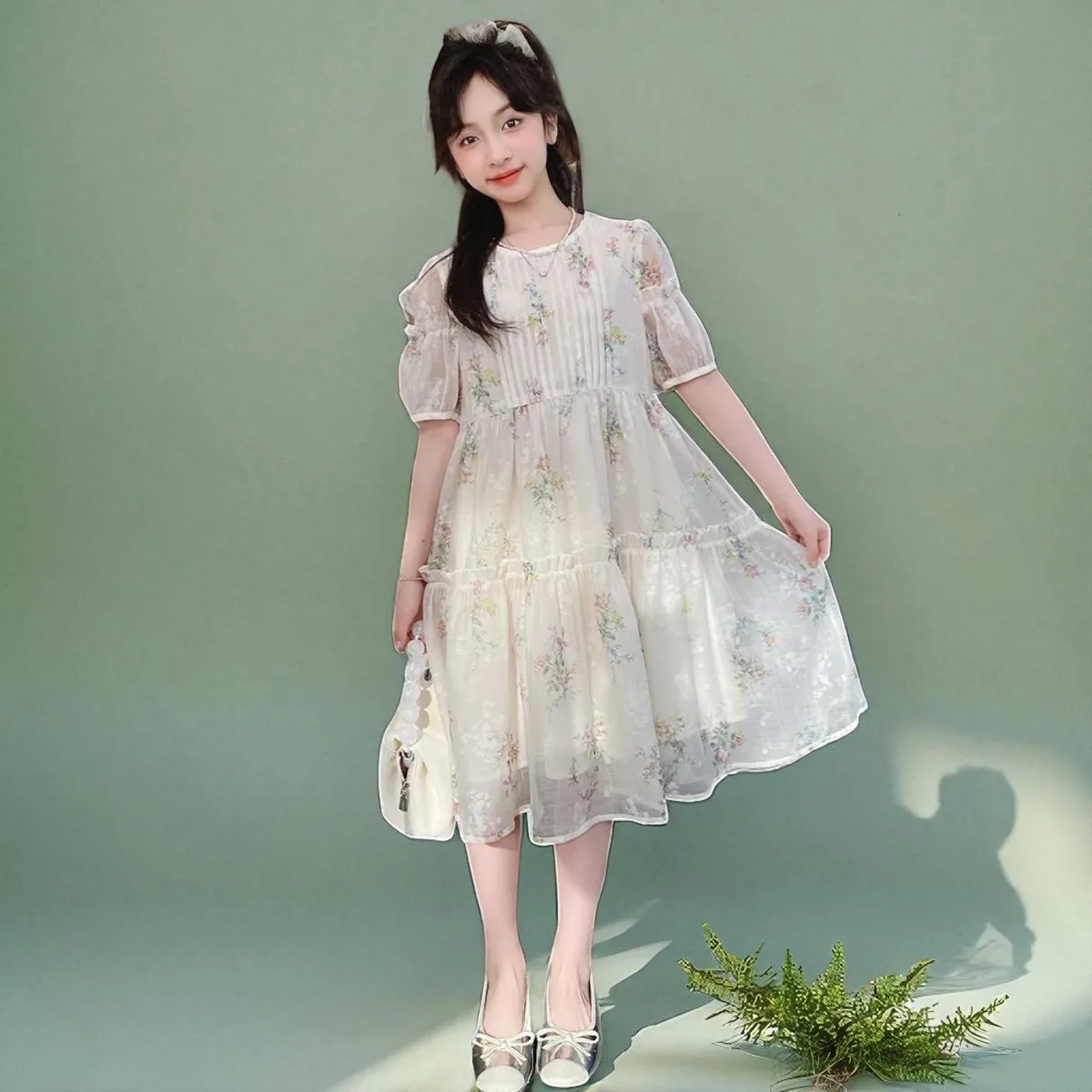 Summer Outfits Baby Kids Flower Dresses for Girls Princess Dress Floral Short Sleeve Children Lolita Costumes 6 8 10 12 13 Years