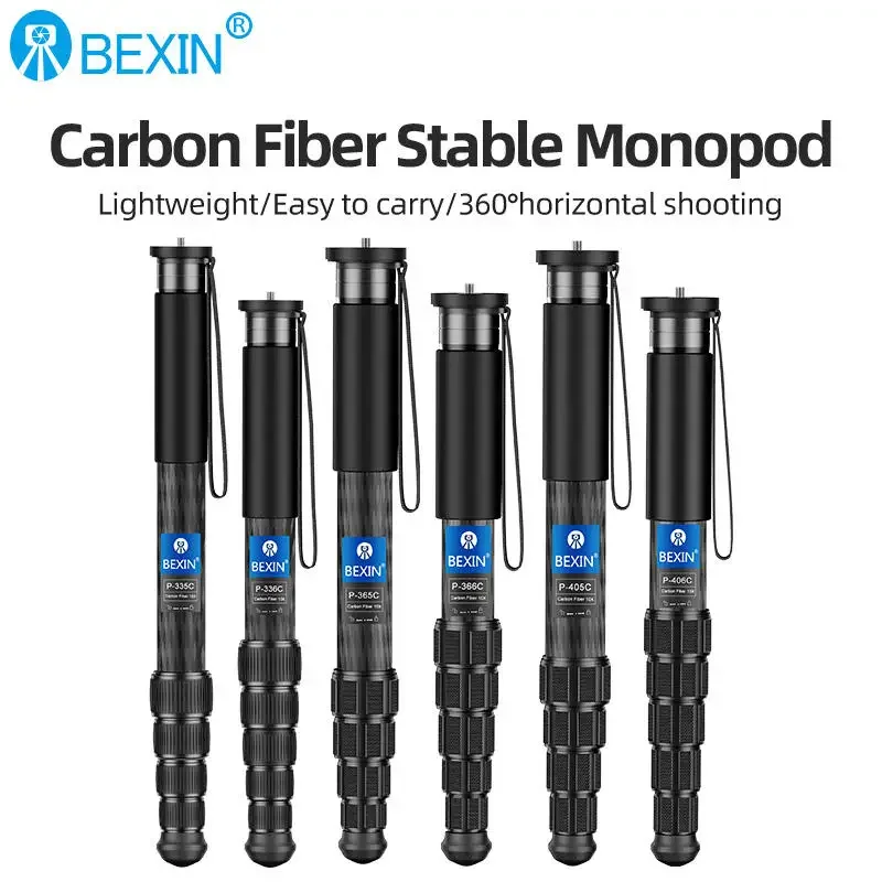BEXIN monopode en Fiber de carbone rétractable Portable voyage tir monopode Selfie support pour appareil photo reflex téléphone trépied accessoires