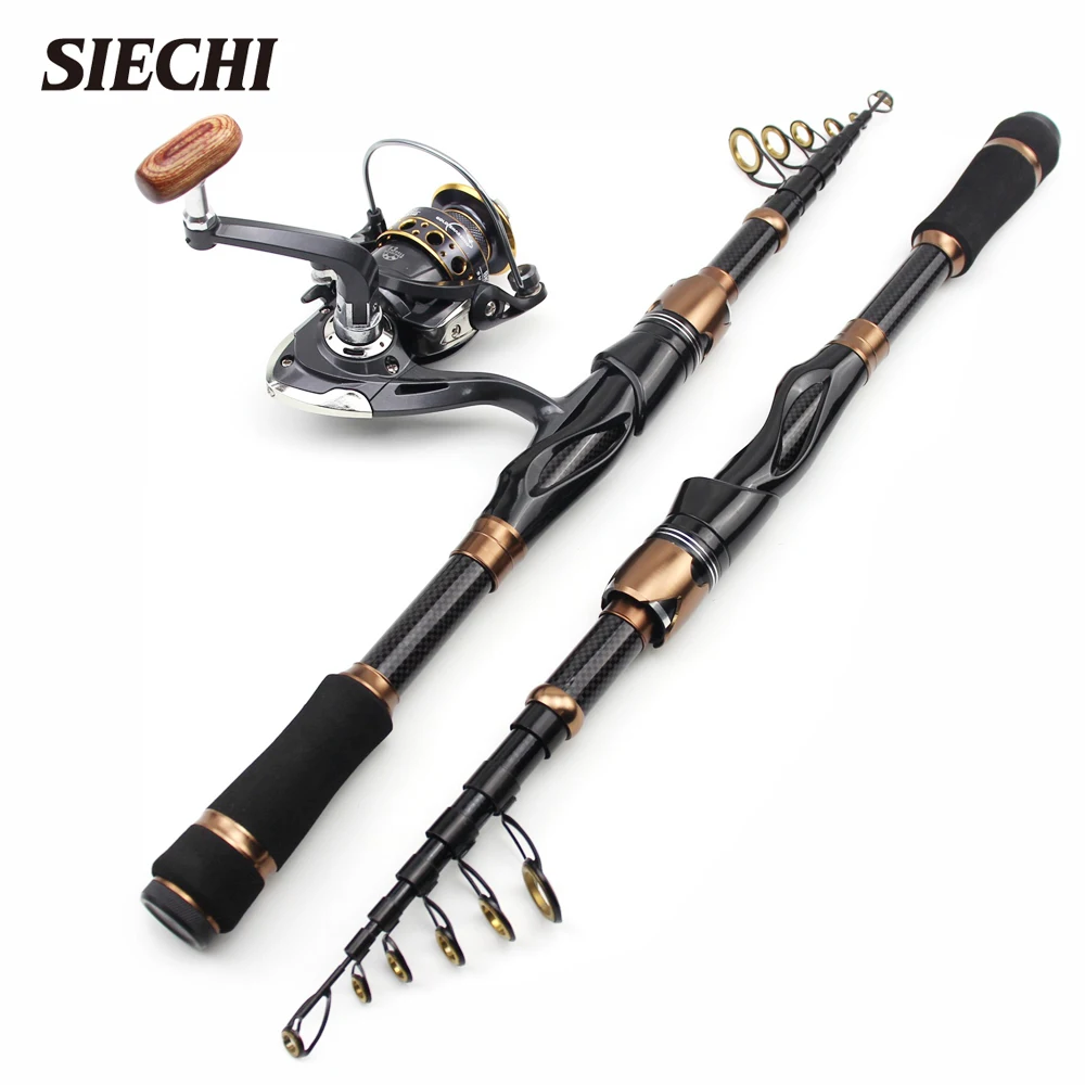 SIECHI Carbon Fiber Spinning Rod Telescopic Fishing Rod 1.5/1.8/2.1M Casting Lure Feeder Rod Stick Super Hard Carp Fishing Pole