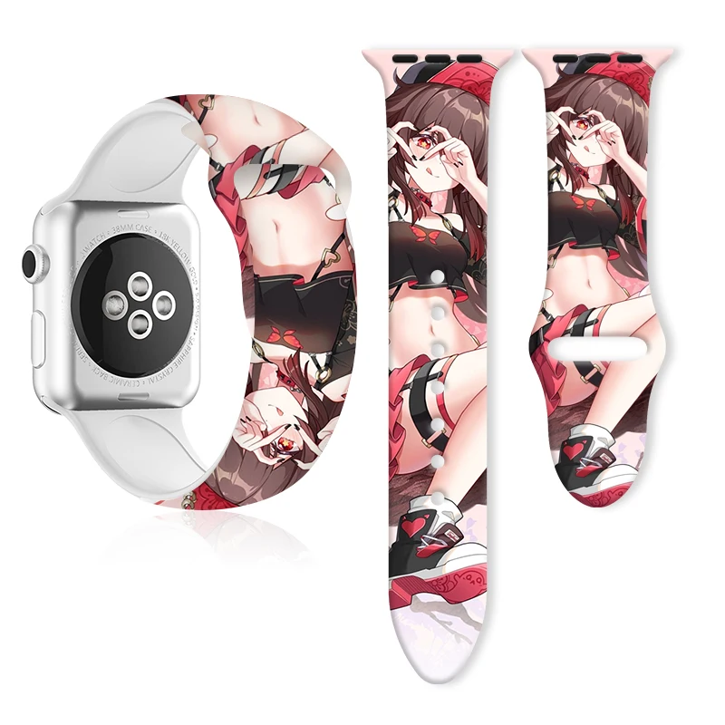 

Anime Walnut Series Printed Strap for Apple Watch 11 10 9 8 SE Silicone Band Replaceable Bracelet for iWatch 46mm 44mm 42mm 41mm