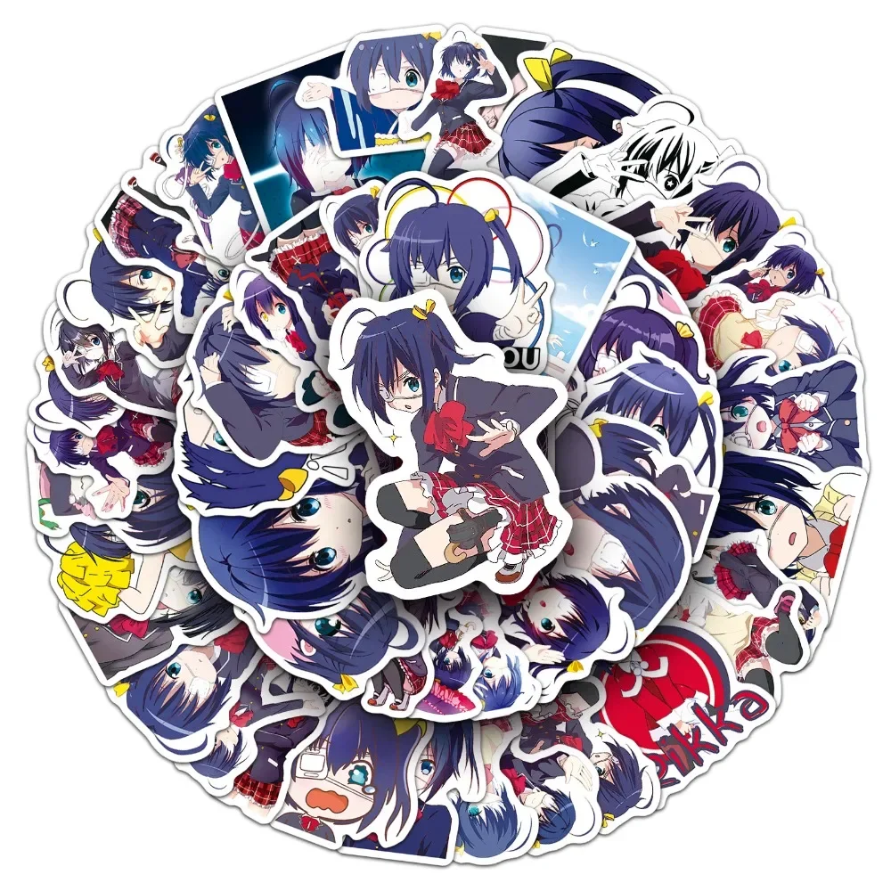 

50pcs Chuunibyou Demo Koi Ga Shitai Takanashi Rikka Kawaii Waterproof Anime Stickers Japanese Manga Cartoon Decorations