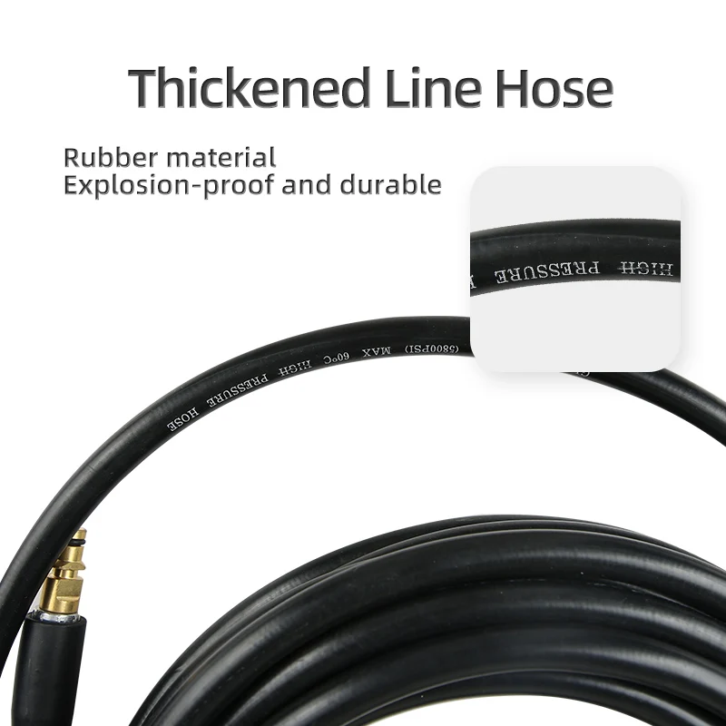 32FT 5000 PSI 40 MPA High Pressure Washer Line Hose Rubber Black Hose Compressive and Torsion Resistant