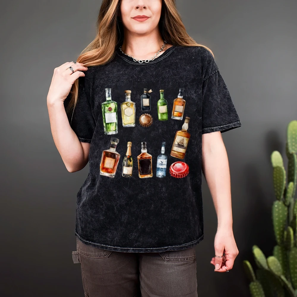 Wijnelementen, mode, zomer 2025, Y2k dames T-shirt, schattig handgeschilderd konijntje, Koreaanse grafische stijl, oversized comfort