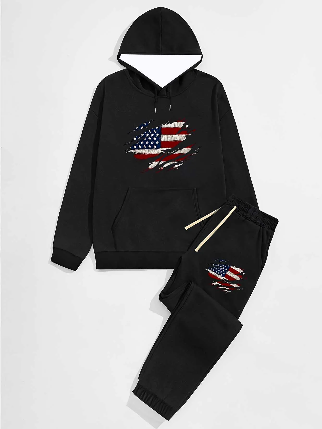 

Autumn andWinter NewY2K Sports Set Hoodie Christmas Flag 3D Printed Fashionable Oversized Daily Comfortable Street Two Piece Set
