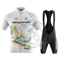 Summer Megamo-Cycling Jersey Set 2025 Simple White Men Short Sleeve Quick Dry Road Bike Clothing Breathable MTB Bicycle Bib Suit