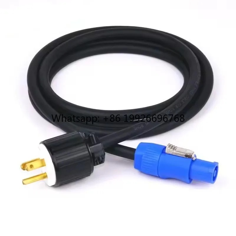 NEMA L5-15P to Blue Powercon Cable, 15A Locking Power Cord for Stage Lights, Moving Heads & PA Systems