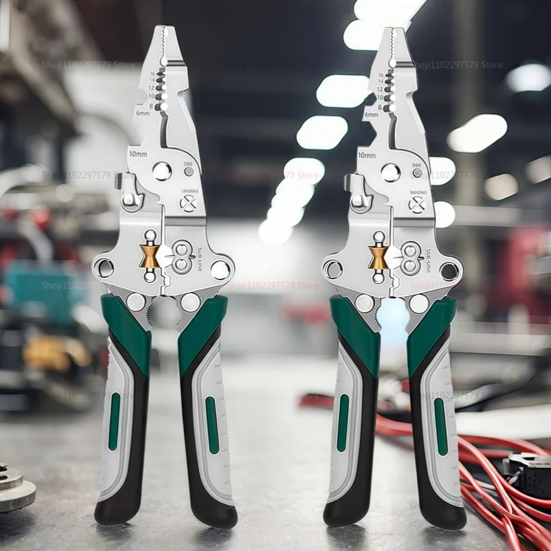 

1 Foldable Wire Stripper with Pulley Design, Multifunctional Electrician Wire Splitter, Wire Winding Pliers, Crimping Pliers, Ha