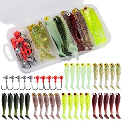 Goture 40pcs/lot Soft Lure Kit Soft Fishing Lure 5cm 0.7g Jig Head Hook 3.2cm 3.5g Fishing Hooks with Fishing Tackle Box Pesca