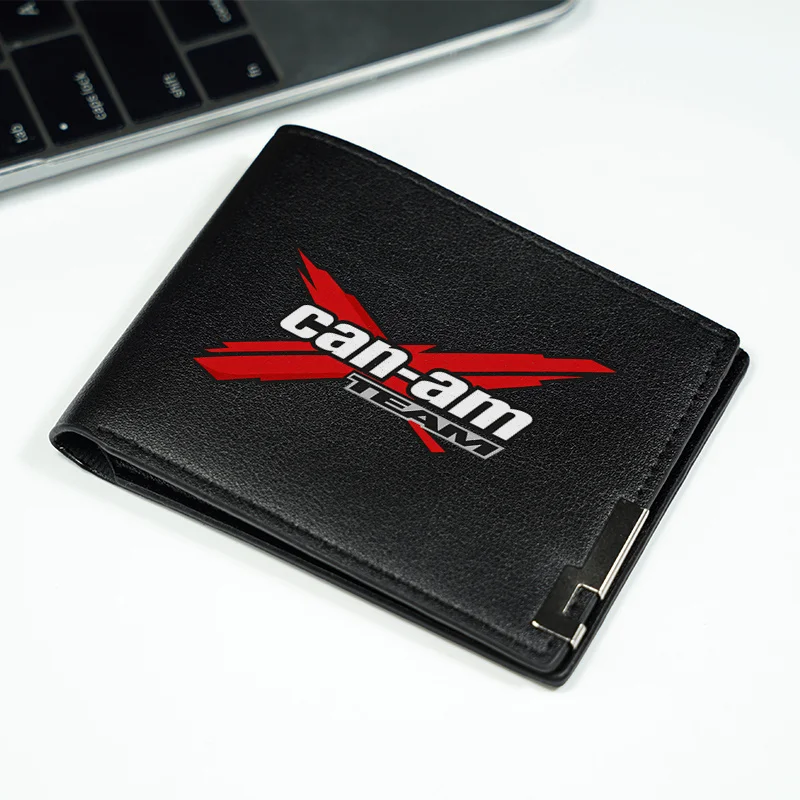 CAN AM TEAM LOGO Portafoglio corto da uomo in pelle PU LEGGERO DURABILE BUSINESS STILE DORIGINALE Usa per tutti i giorni DESIGN DI MODA