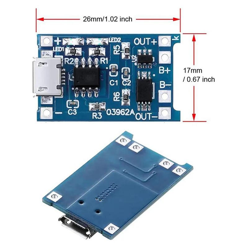 M16K-12PCS For TP4056 Charging Module With Battery Protection 18650 BMS 5V Micro-USB 1A Charge Board For 18650