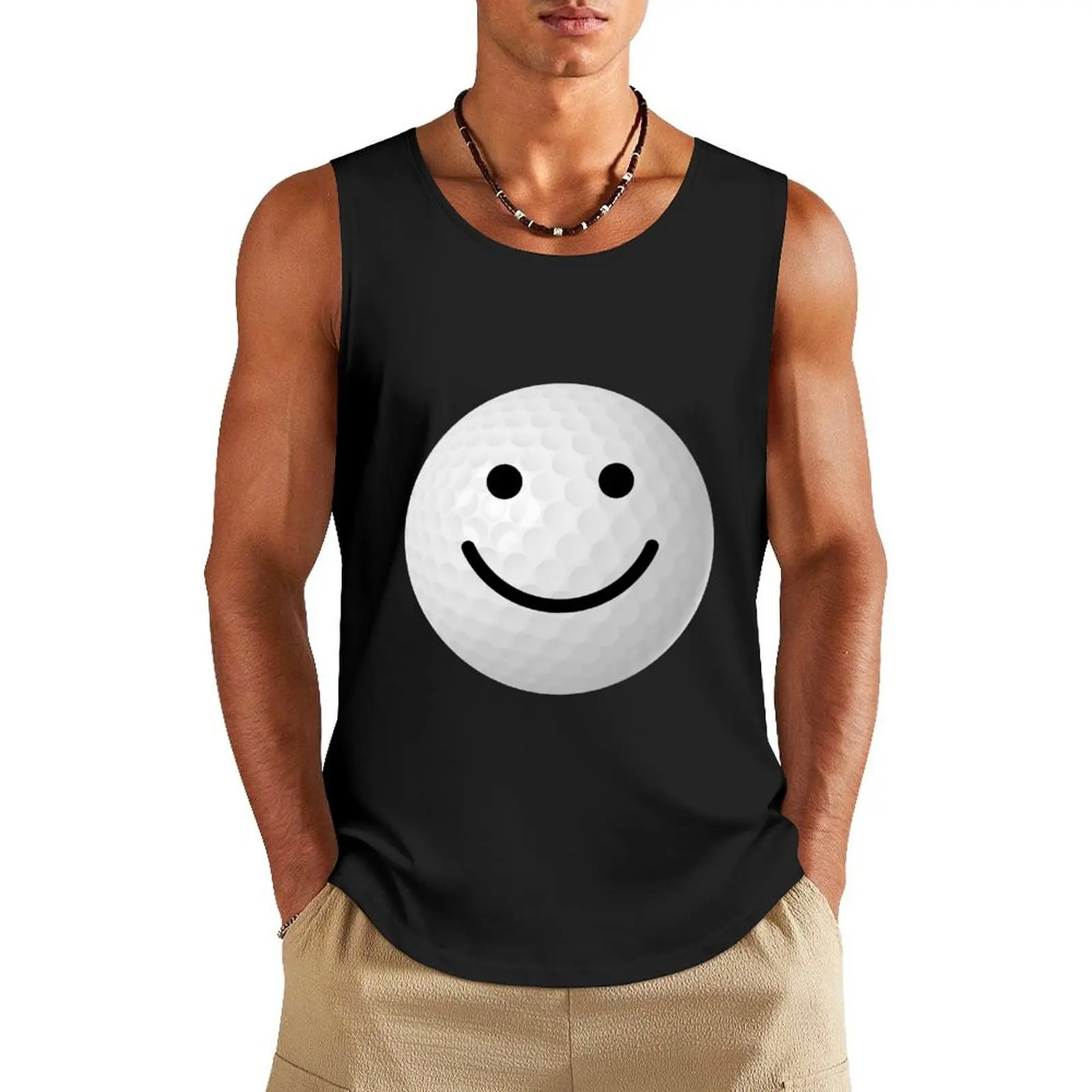

Golf Ball Smiley Face Tank Top best selling products mens designer clothes Japanese t-shirt