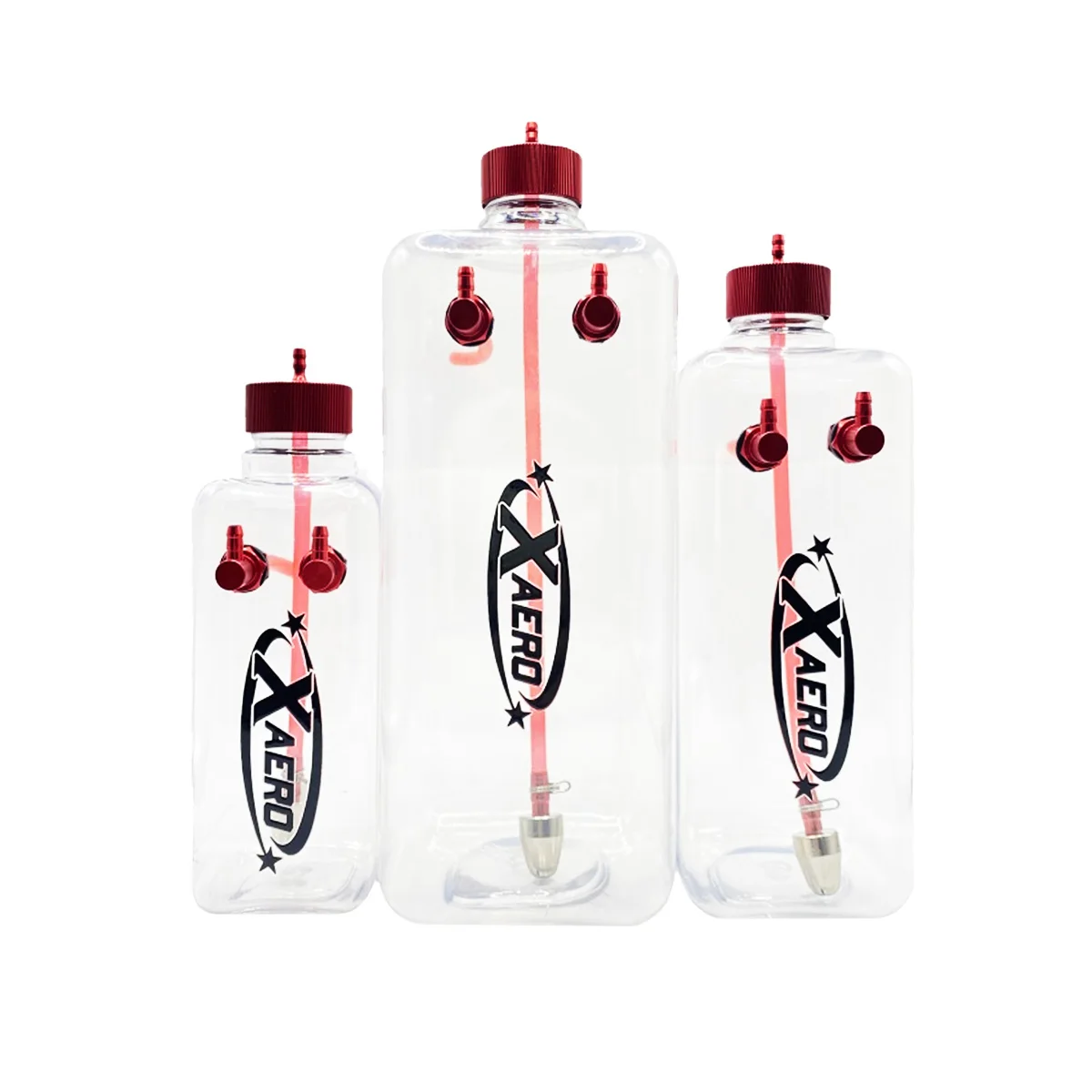 XAERO Fuel Tank Transparent Plastic Square Bottle 260/300/360/500/700/1000/1500 ML/CC CNC Aluminum Alloy for Gas Airplane Model