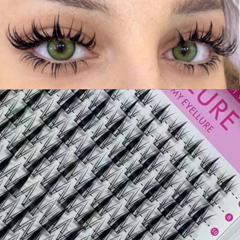 Rizos de pestañas hada de aspecto natural, estilo manga, extensión de pestañas en racimos, 120 piezas de 8-16 mm 2