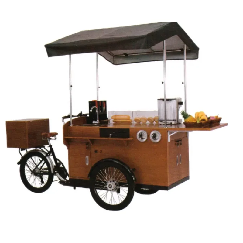 Europe Standard Coffee Cart Bike Popular Snack Tricycle Street Ice Beverage Mobile