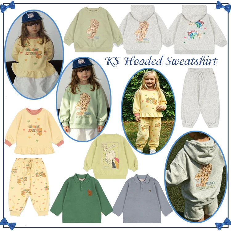 Kids Hooded Sweatshirt Autumn KS Baby Girl Sequin Hoodies Pants Trousers Suits Cartoon Pullovers Cotton Boy Children's Clothing