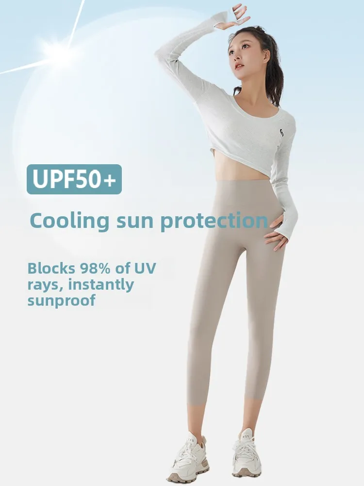 الحرير الجليد رقيقة جدا عالية الخصر اليوغا السراويل اللياقة البدنية المرأة تابوت طماق في الهواء الطلق ملابس الصيف حجم كبير قاعدة طبقة السراويل