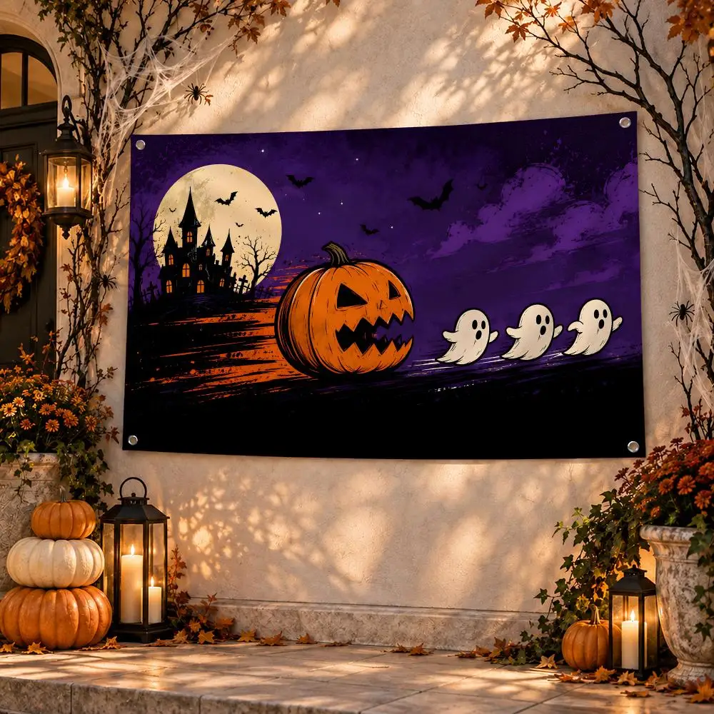 Halloween Pumpkin Ghost Parade Flags Flag Soft skin-friendly Durable Tapestry Outdoor party Home living room bedroom Decoration