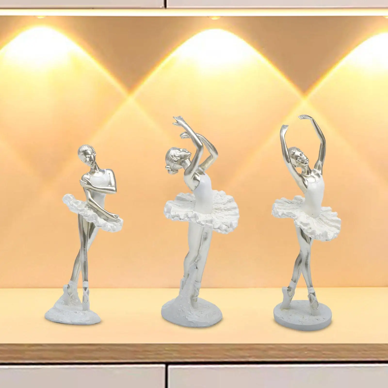 Ballerina Figurine Resin Art Sculpture Figure Ballet Girl Statue Dancing Girl Figurine for Table Centerpiece Bookshelf Cabinet