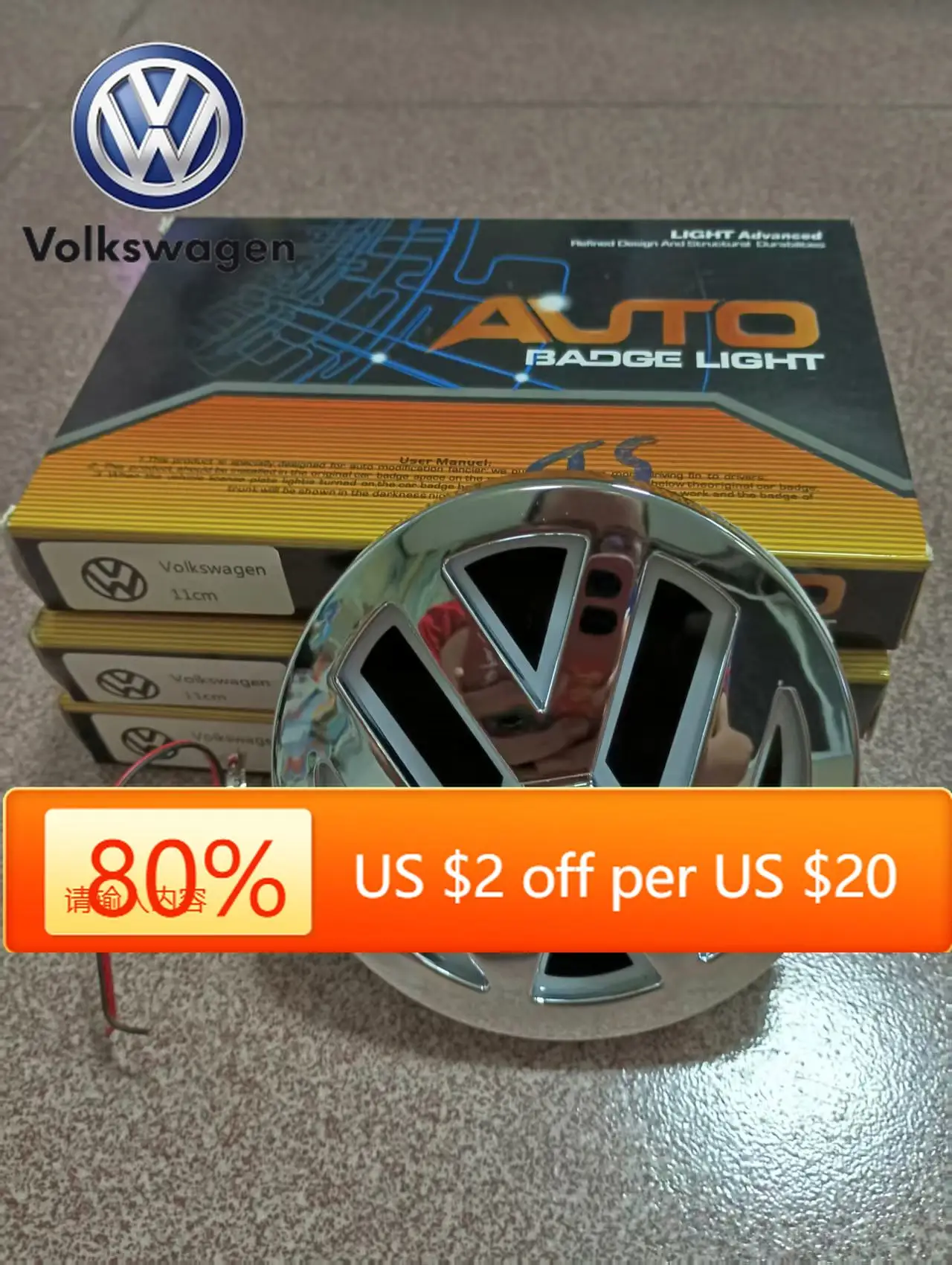 

Горячие эмблемы 1 шт. 4D 5D Автомобильная эмблема для 11 см заднего логотипа Volkswagen с подсветкой - светодиодная подсветка (синий, красный, белый) Холодный свет Embl