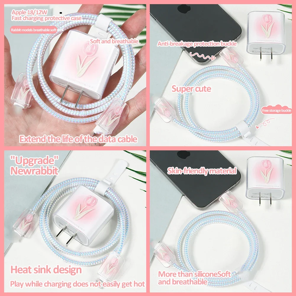 Charger Protector for Apple 18W/20W US Adapter Charger Cable Organizer Bites Wrap Anti-bite Line Cord Winding Wire Soft Cover