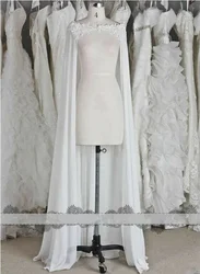 Capa de gasa de marfil blanco, abrigo de encaje para novia, vestido de novia, accesorios de boda