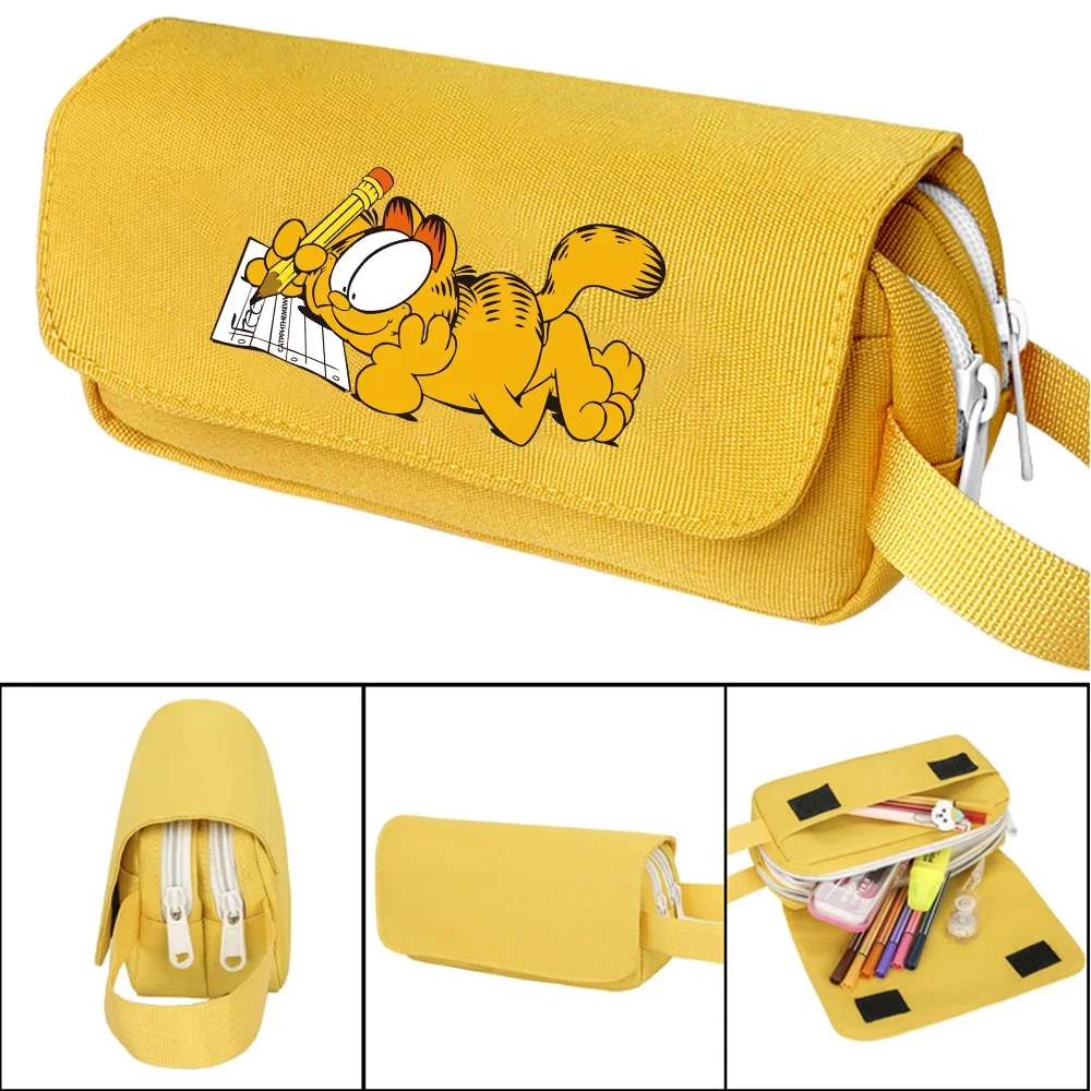 Garfields Pencil Case Odies Zipper Stationery Box Storage Bag Pen Bag Wallet Anime Student Polyester Pencil Case Birthday Gifts