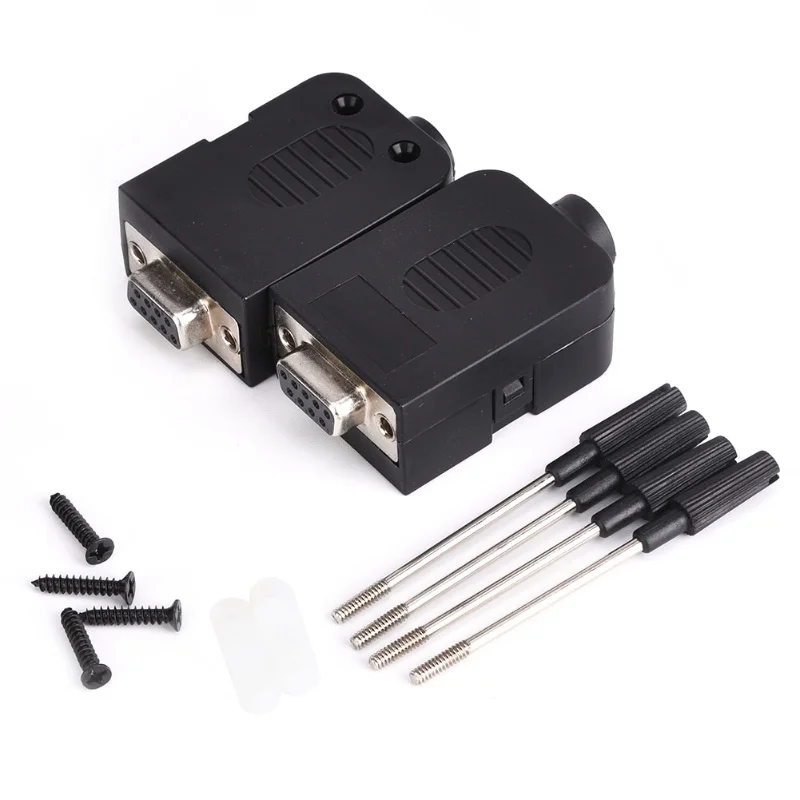 2Pcs DB9 9Pin Screw Type Serial To Terminal Female Connector Adapter With Case