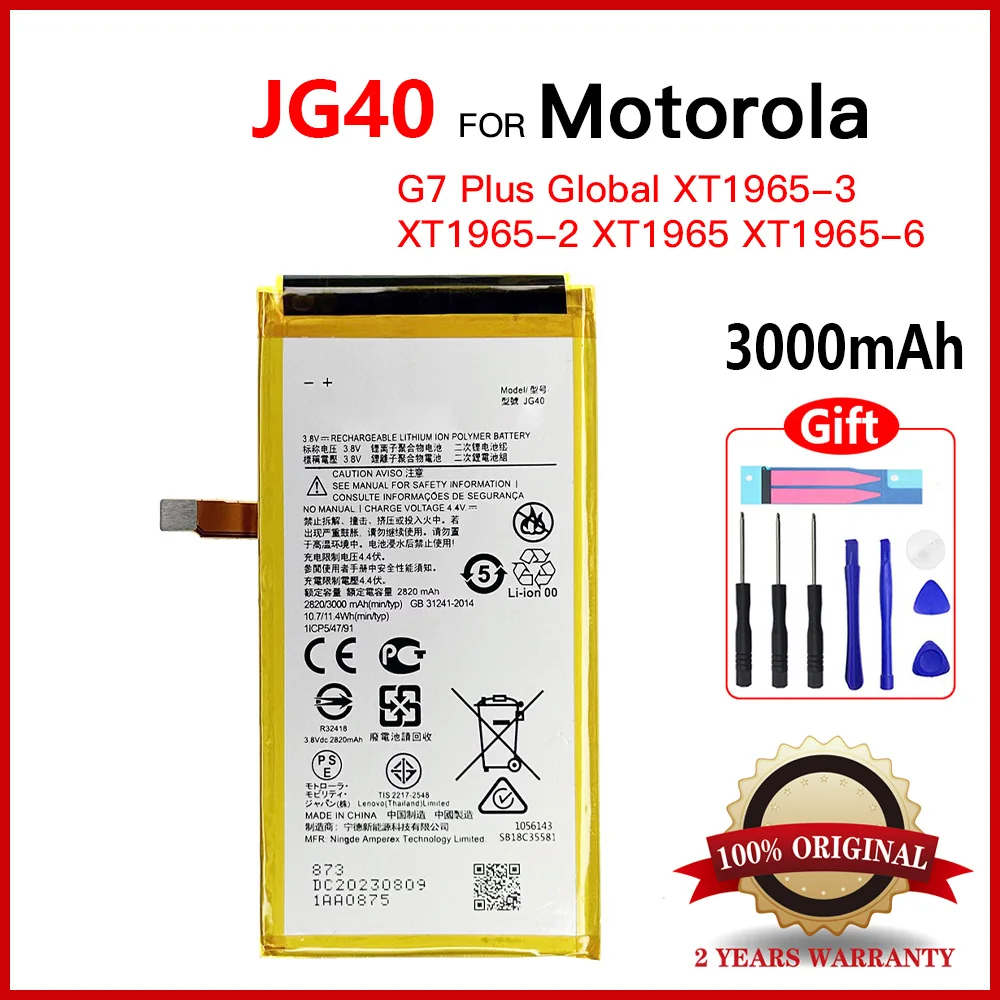 

Original JG40 For Motorola Moto G7 Plus G7Plus Global XT1965-3 XT1965-2 XT1965 XT1965-6 Rechargeable Phone Battery+Track Code