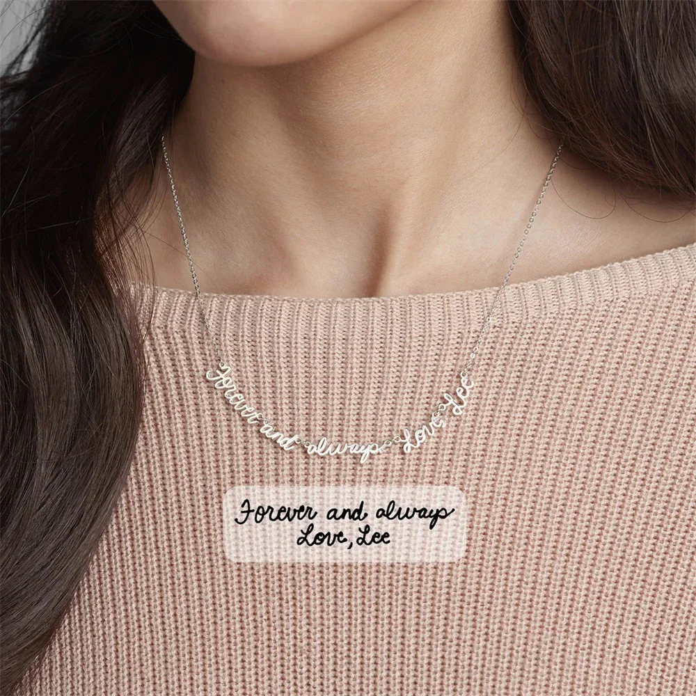 

Customize Multi Words Linked Necklace Personalize Handwriting Phrase Link Necklaces Handmade Jewelry Perfect Gifts for Mother