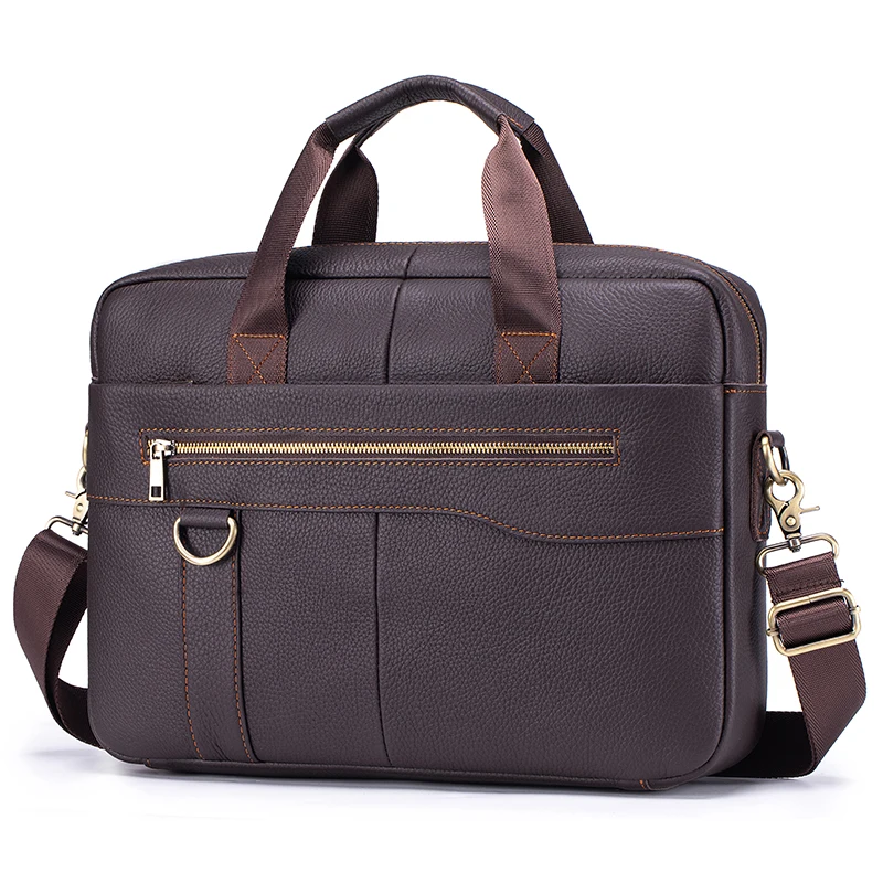 Men's Vintage Genuine Leather Briefcase Large Laptop Bag Cowhide Office Work Business Travel Shoulder Bag