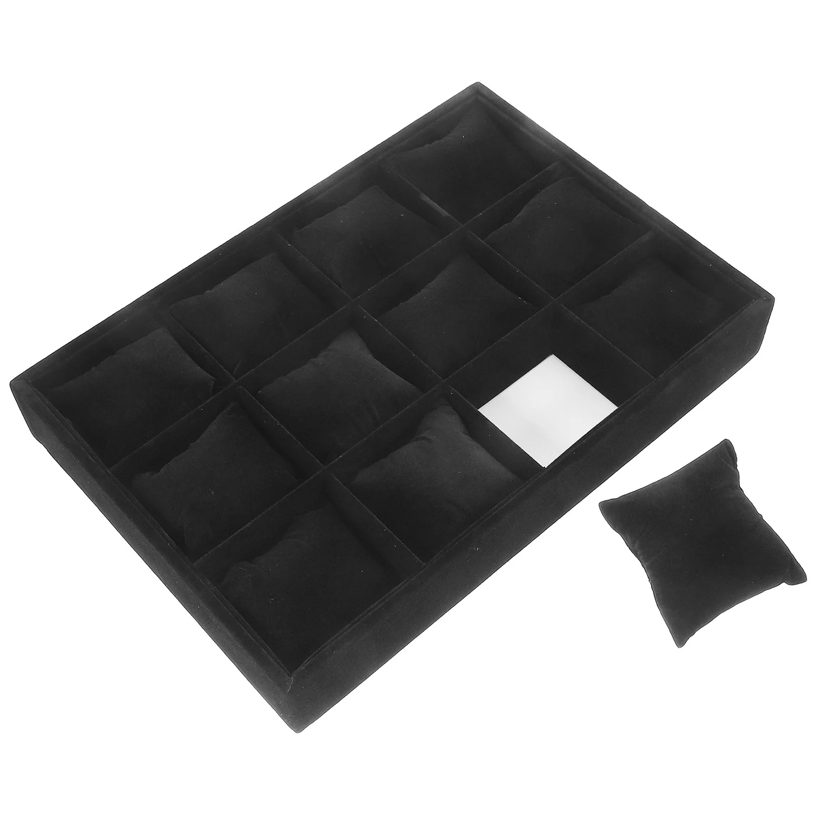 

12-Grid Watch Organizer Tray Mini Pillows Prevent Scratches Damage Watch Display Tray Bracelet Holder Organizer