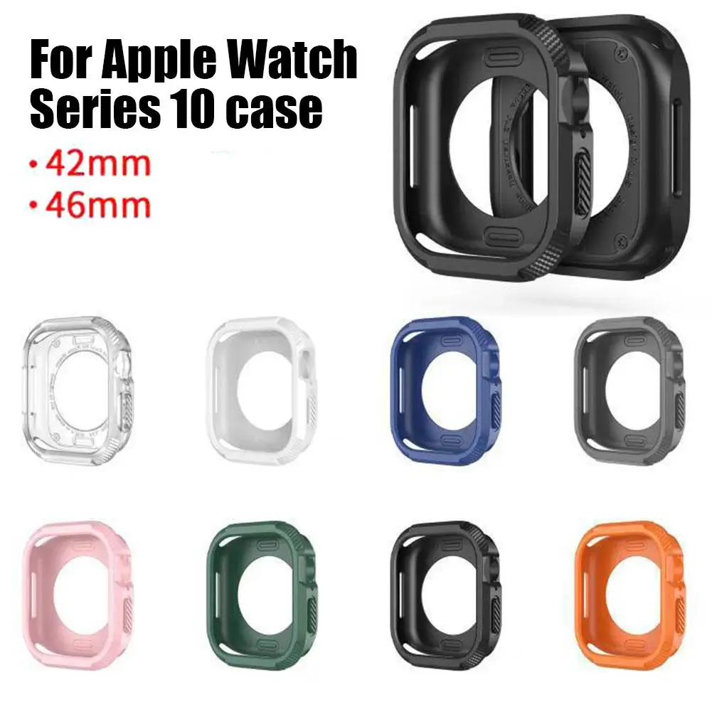 Funda protectora de silicona para reloj inteligente, carcasa a prueba de caídas para Apple Watch 10, 42mm/46mm, J8W4