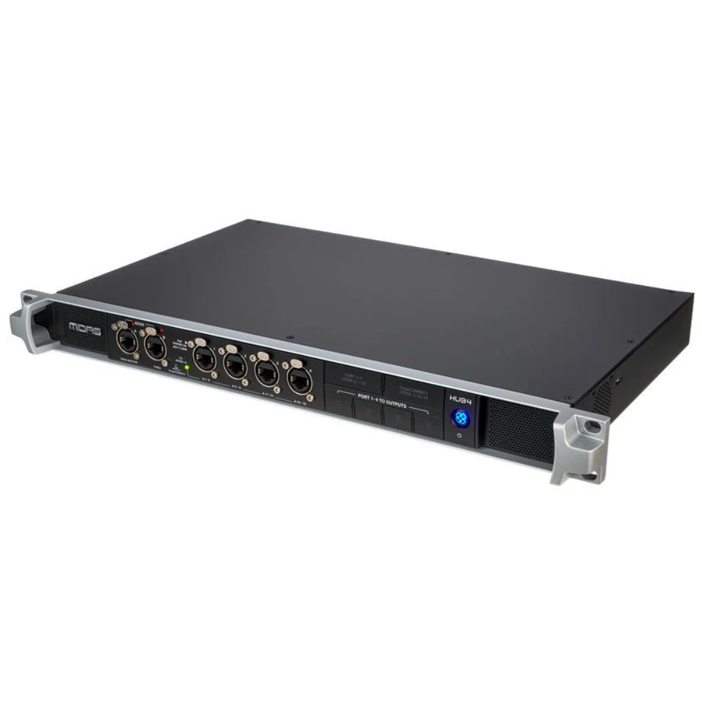 Midas HUB4 Personal Monitoring Hub with 4 PoE Port, AES50 Connectivity, Analog Outputs and StageCONNECT Output for Digital Mixer