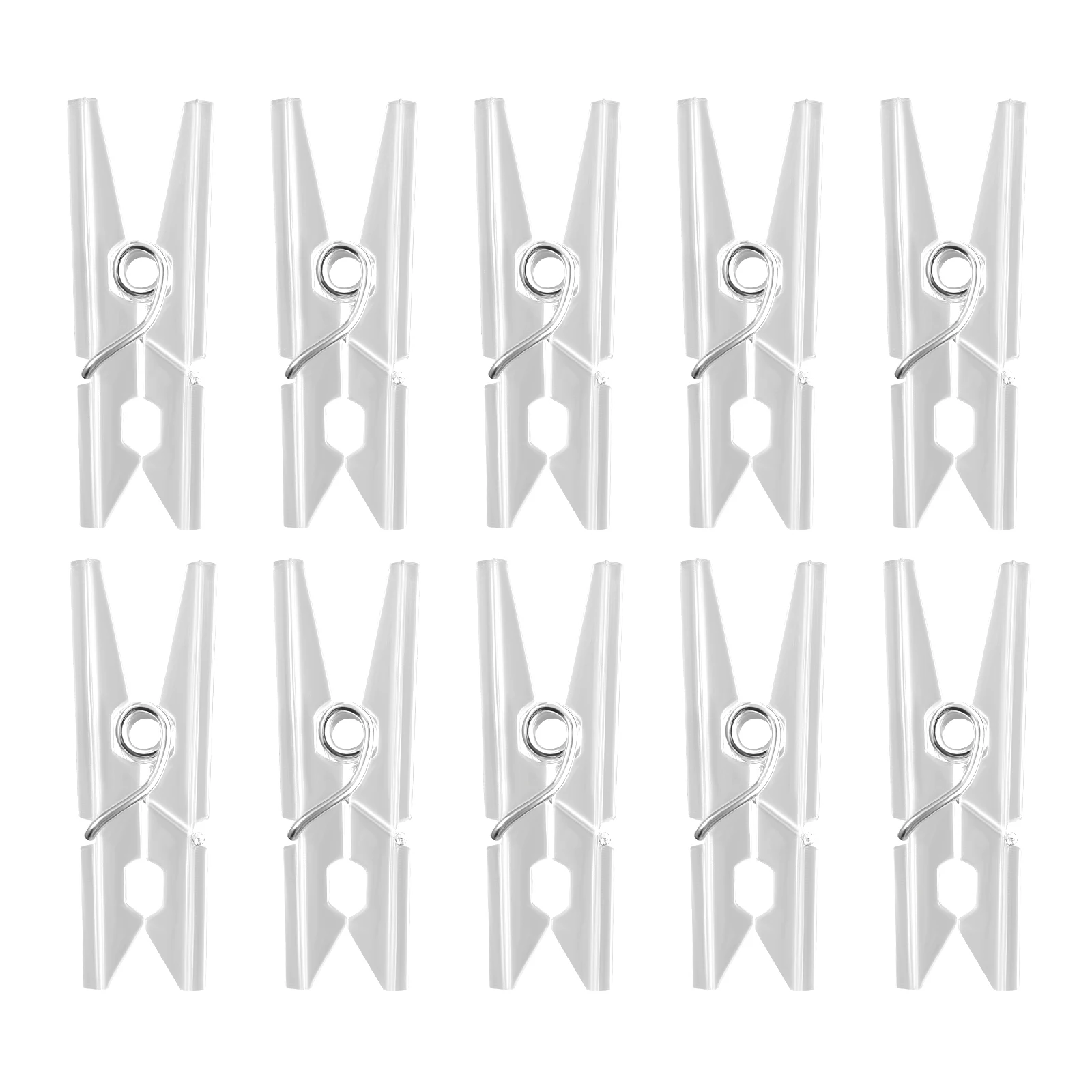 

50Pcs Clear Mini Clips Plastic Clothespins Spring Clamps Elastic Photo Holders for Laundry Crafts Cards Home Office