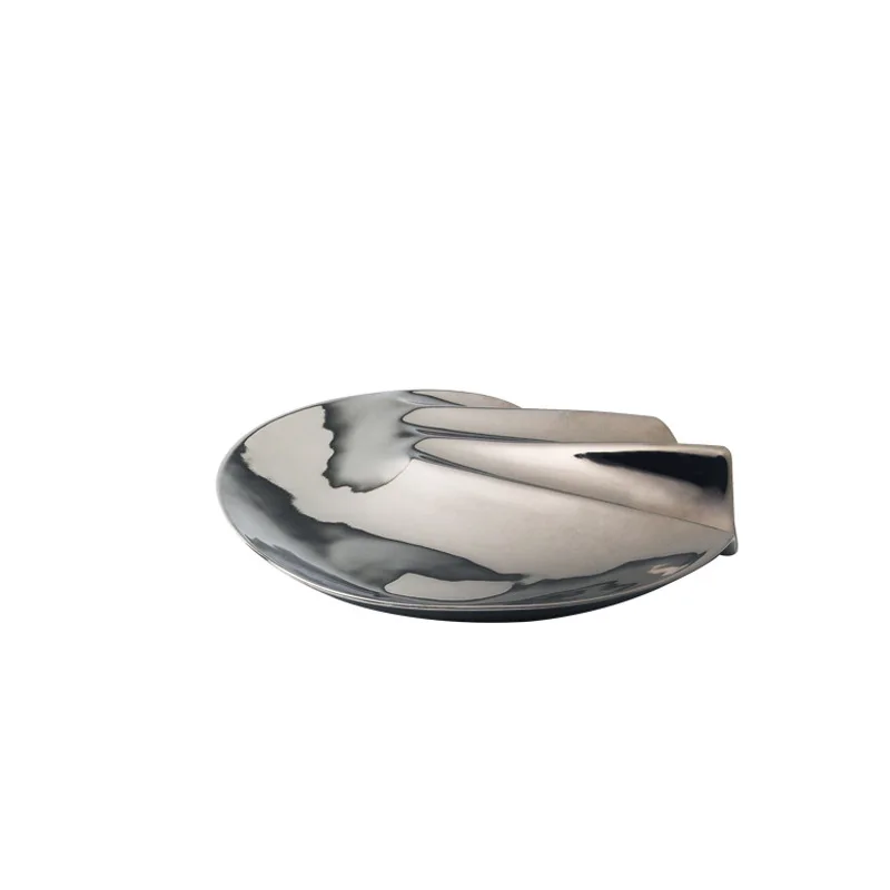 

Silver plate ceramic ornament creative light luxury dining table model room tray decoration