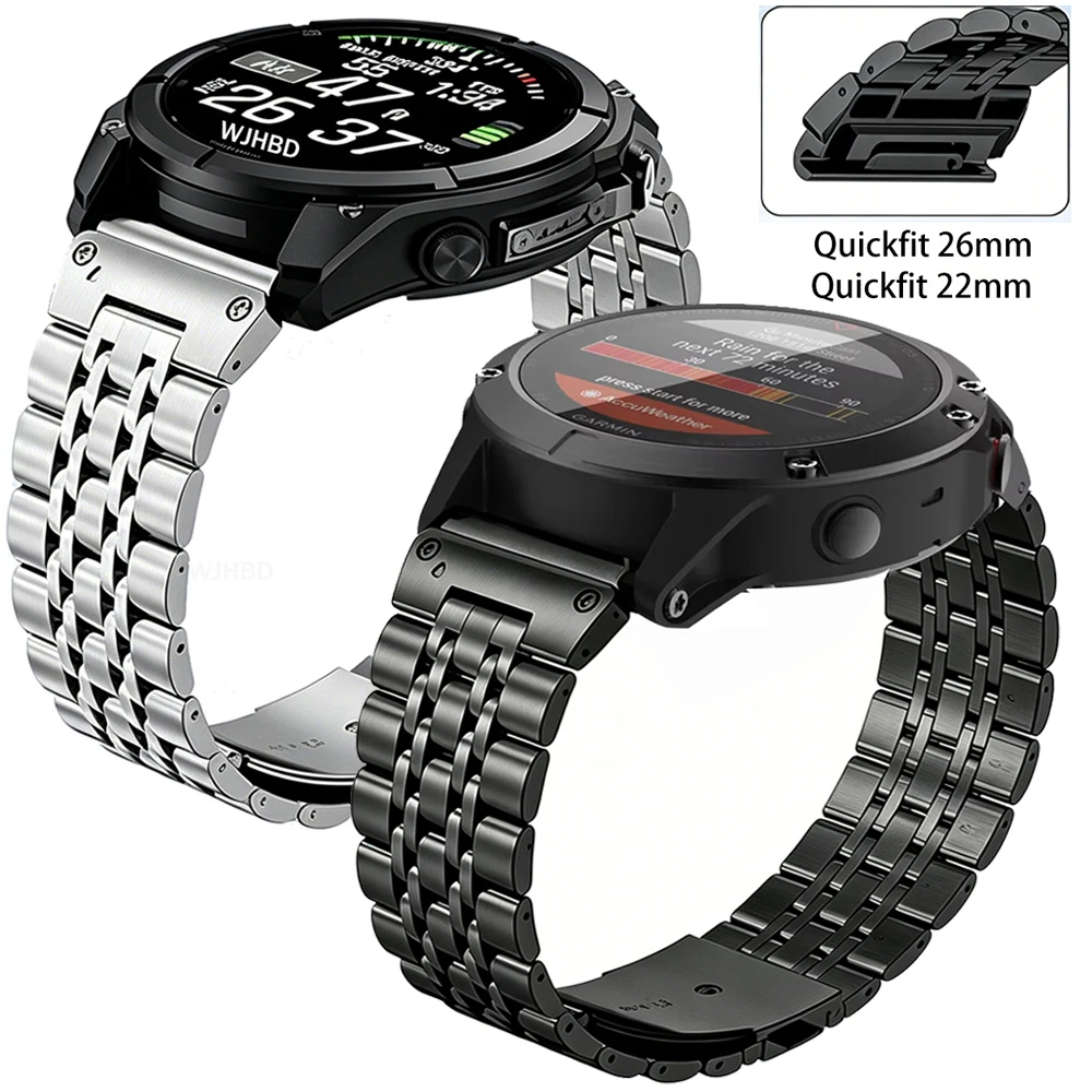 22mm 26mm Edelstahlarmband für Garmin Tactix 8 7 Pro AMOLED/Fenix 8 7 7X Pro/QUATIX8/Epix Armband Quick Fit Armband