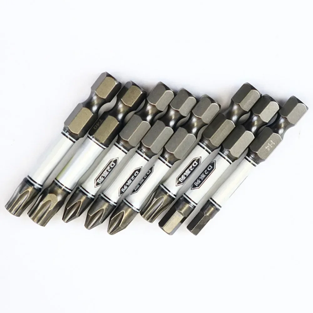 10pcs 50mm Screwdriver Bits PH2 T15 H4 Impact Drill Bits Hex Shank W/ Bit Holder For Pneumatic Screwdrivers Power Tools