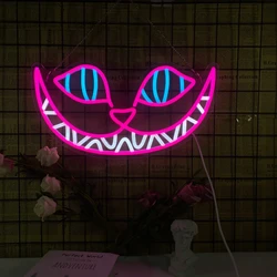 Cat LED Neon Neon Wall Art Decoration Smile Neon Dimmable, Bedroom Man Party Bar Background Decoration Halloween, Birthday Gifts